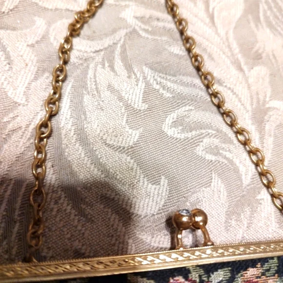 🌿🌹🌿 Lovely Vintage Petite Floral Tapestry Evening Bag Purse Handbag - Picture 12 of 13